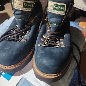 Josef Seibel Men's Navy Blue Leather Hiking Boots